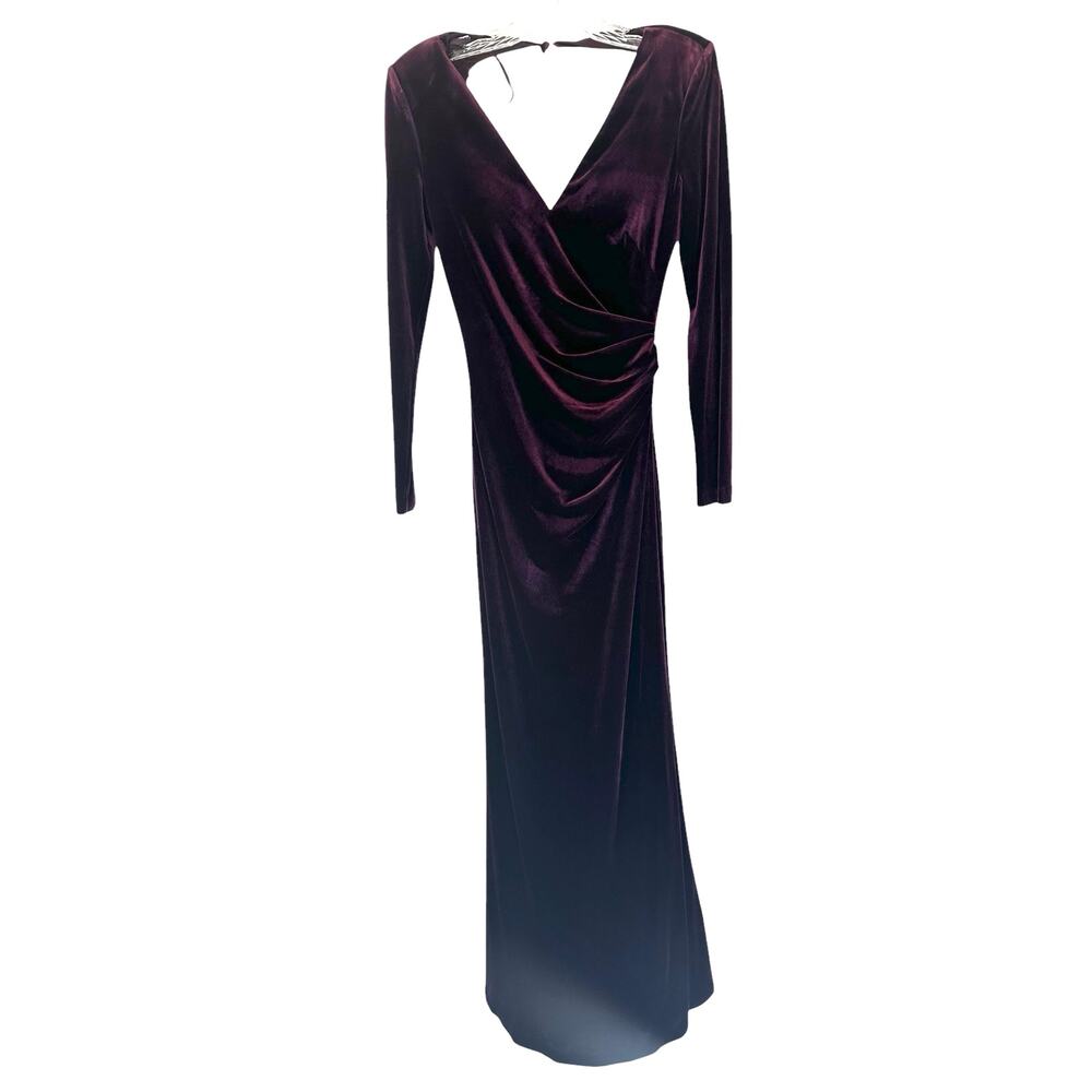 Eliza J Burgundy Cutout‎ Vamp Wedding Guest Velvet Formal Maxi Gown Dress Size 6